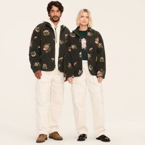 Woolrich X Target floral fleece fuzzy jacket size small. New!